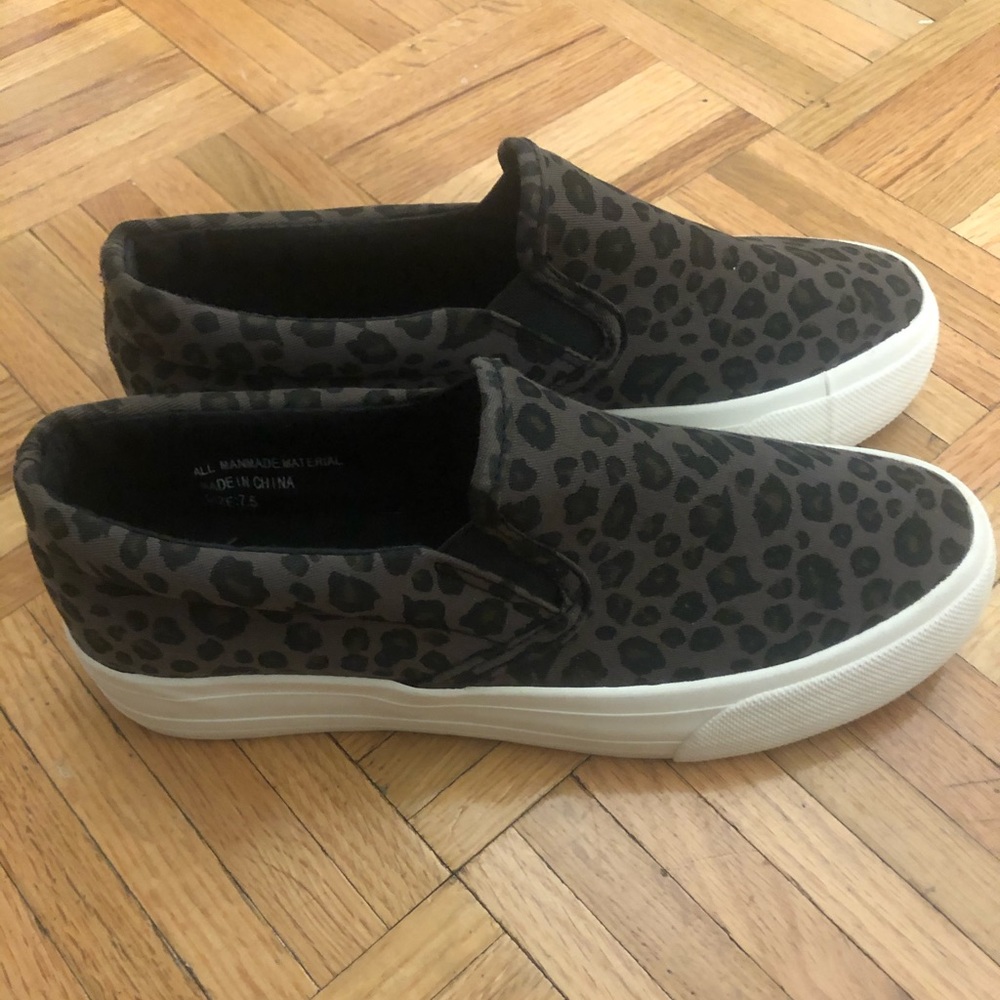 Leopard slip on sneakers